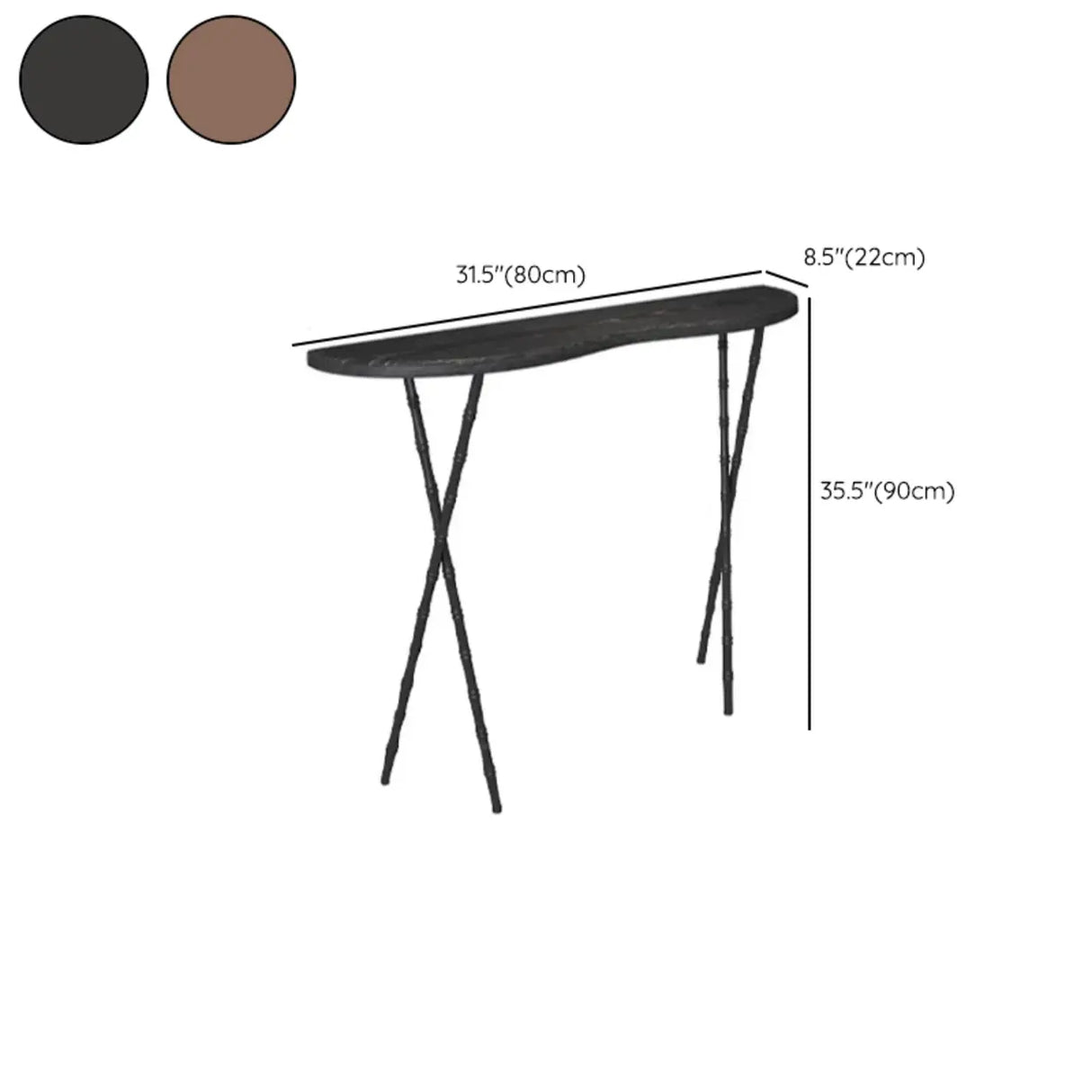 Washable Entry Freeform Black Wood Design Console Table Image - 16