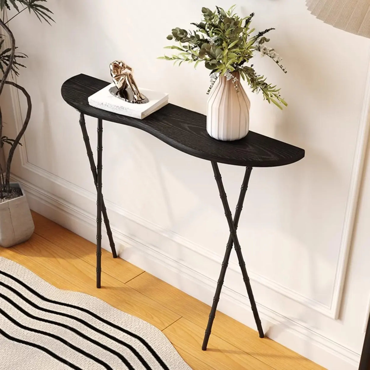 Washable Entry Freeform Black Wood Design Console Table Image - 3