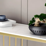 Washable Rectangular Metal Black and Gold Console Table Image - 10
