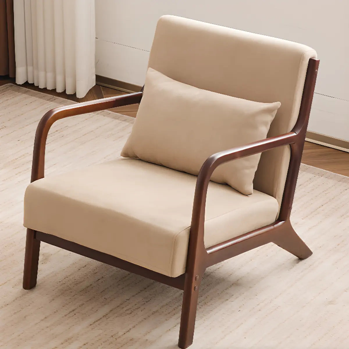 Water Resistant Cotton Linen Pillow Back Accent Chair Image - 2