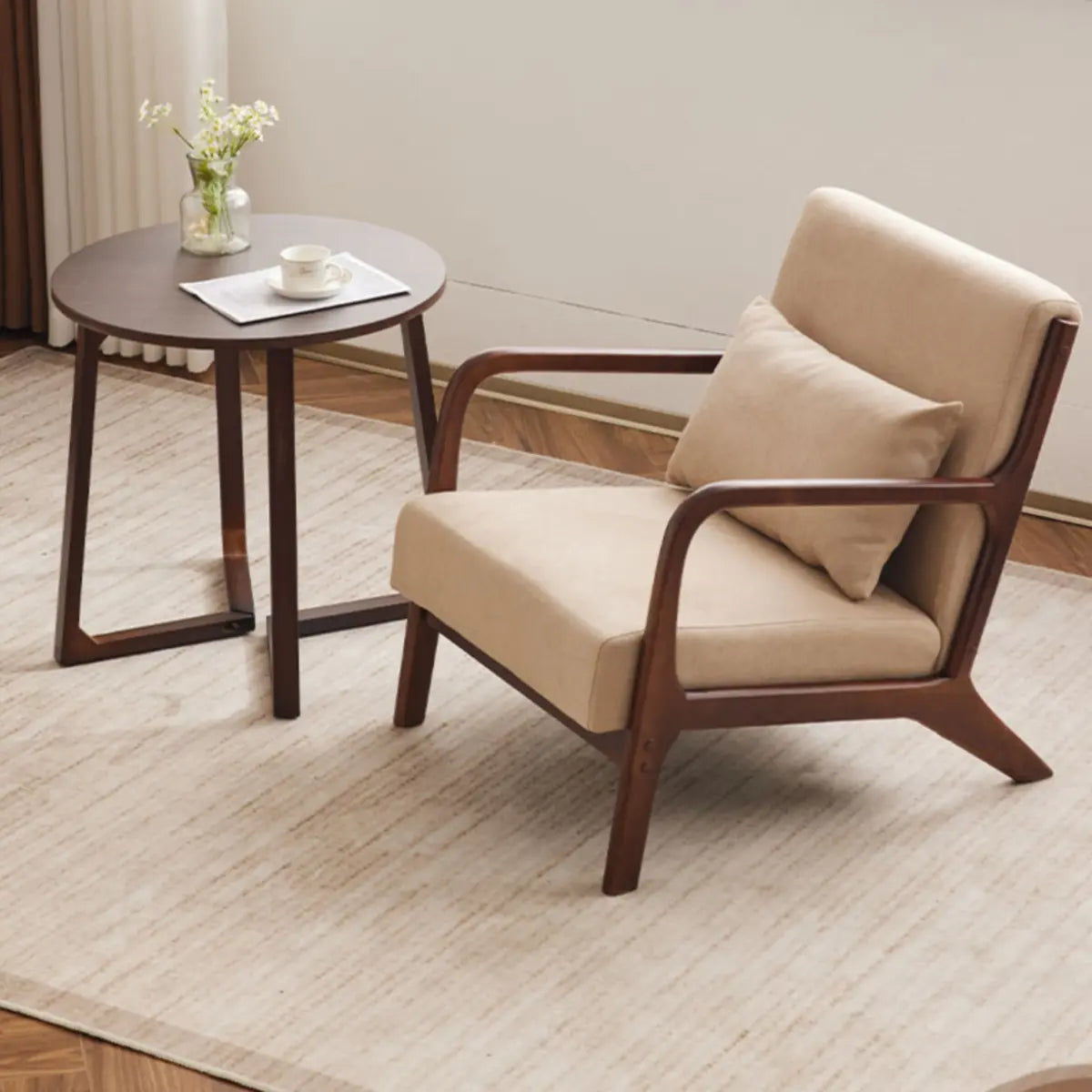 Water Resistant Cotton Linen Pillow Back Accent Chair Image - 4