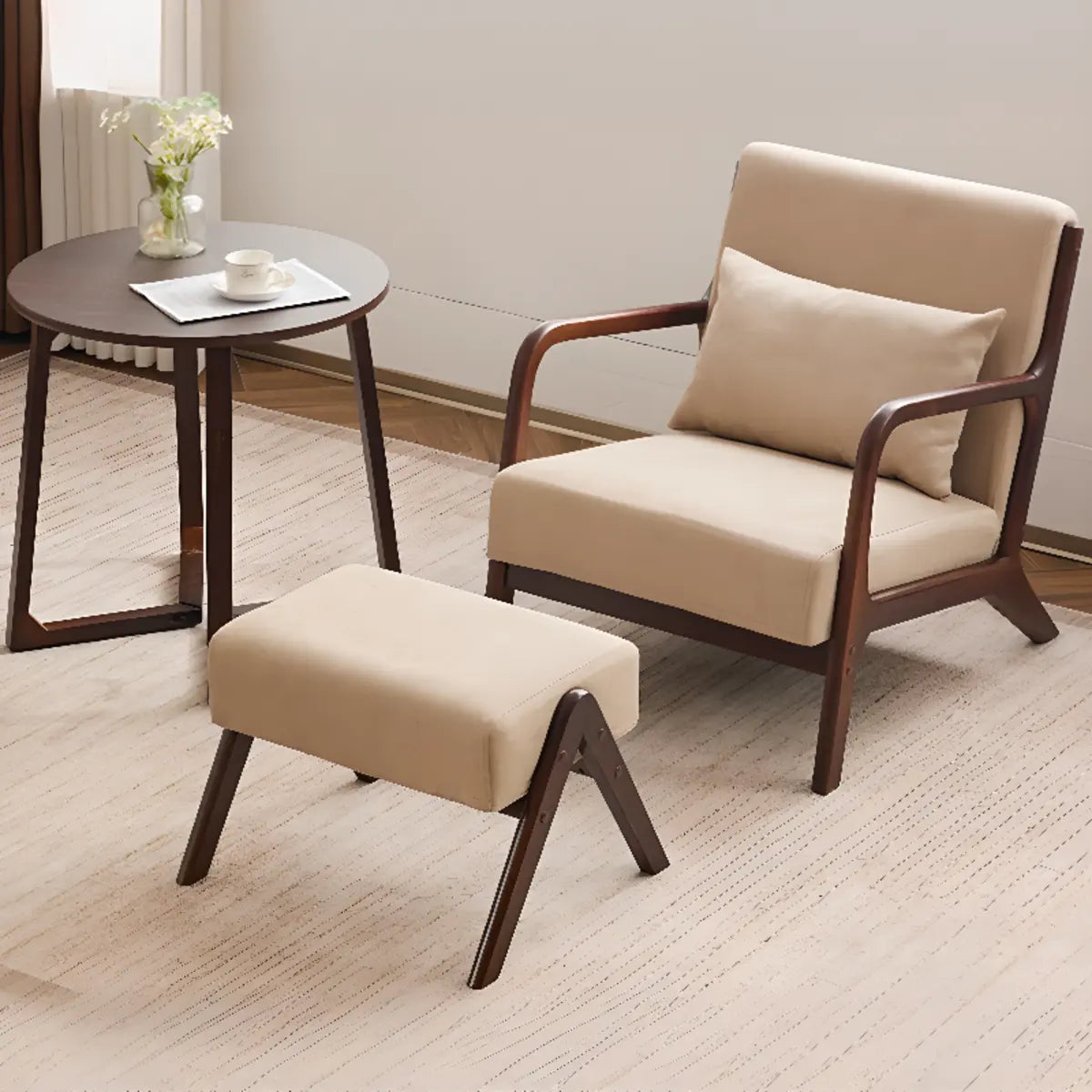 Water Resistant Cotton Linen Pillow Back Accent Chair Image - 5