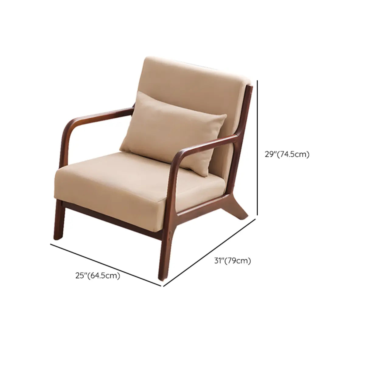 Water Resistant Cotton Linen Pillow Back Accent Chair 