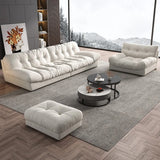 Water Resistant Cream Straight Velvet Pillow Back Sofa Image - 1