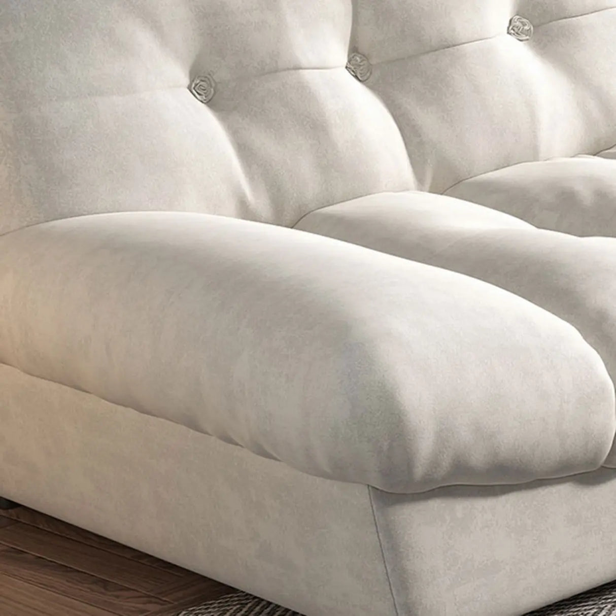 Water Resistant Cream Straight Velvet Pillow Back Sofa Image - 10