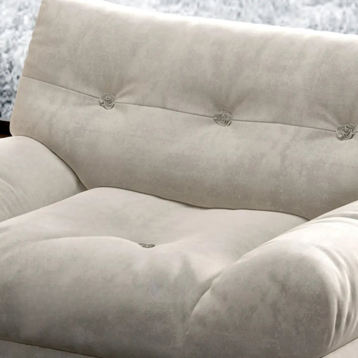 Water Resistant Cream Straight Velvet Pillow Back Sofa Image - 11