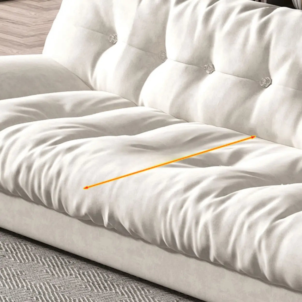 Water Resistant Cream Straight Velvet Pillow Back Sofa Image - 12