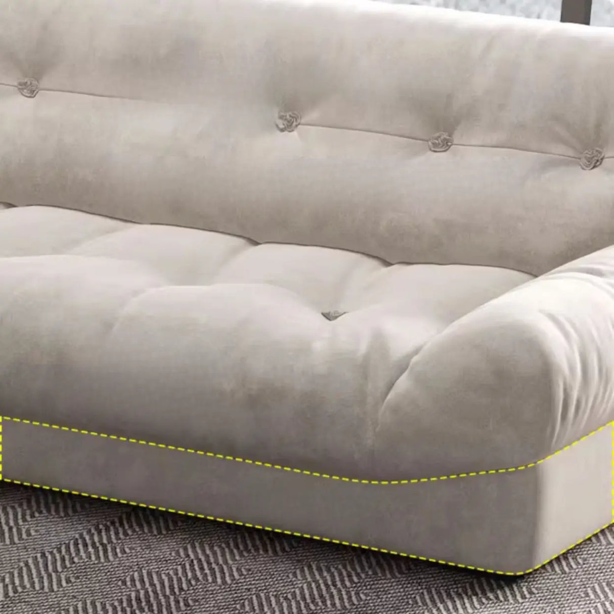Water Resistant Cream Straight Velvet Pillow Back Sofa Image - 14