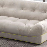 Water Resistant Cream Straight Velvet Pillow Back Sofa Image - 14