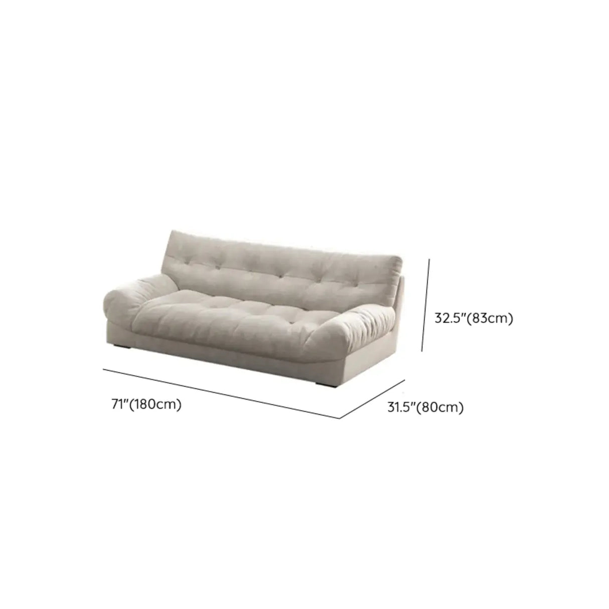 Water Resistant Cream Straight Velvet Pillow Back Sofa 