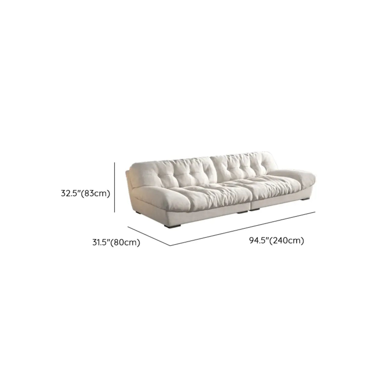 Water Resistant Cream Straight Velvet Pillow Back Sofa Image - 17