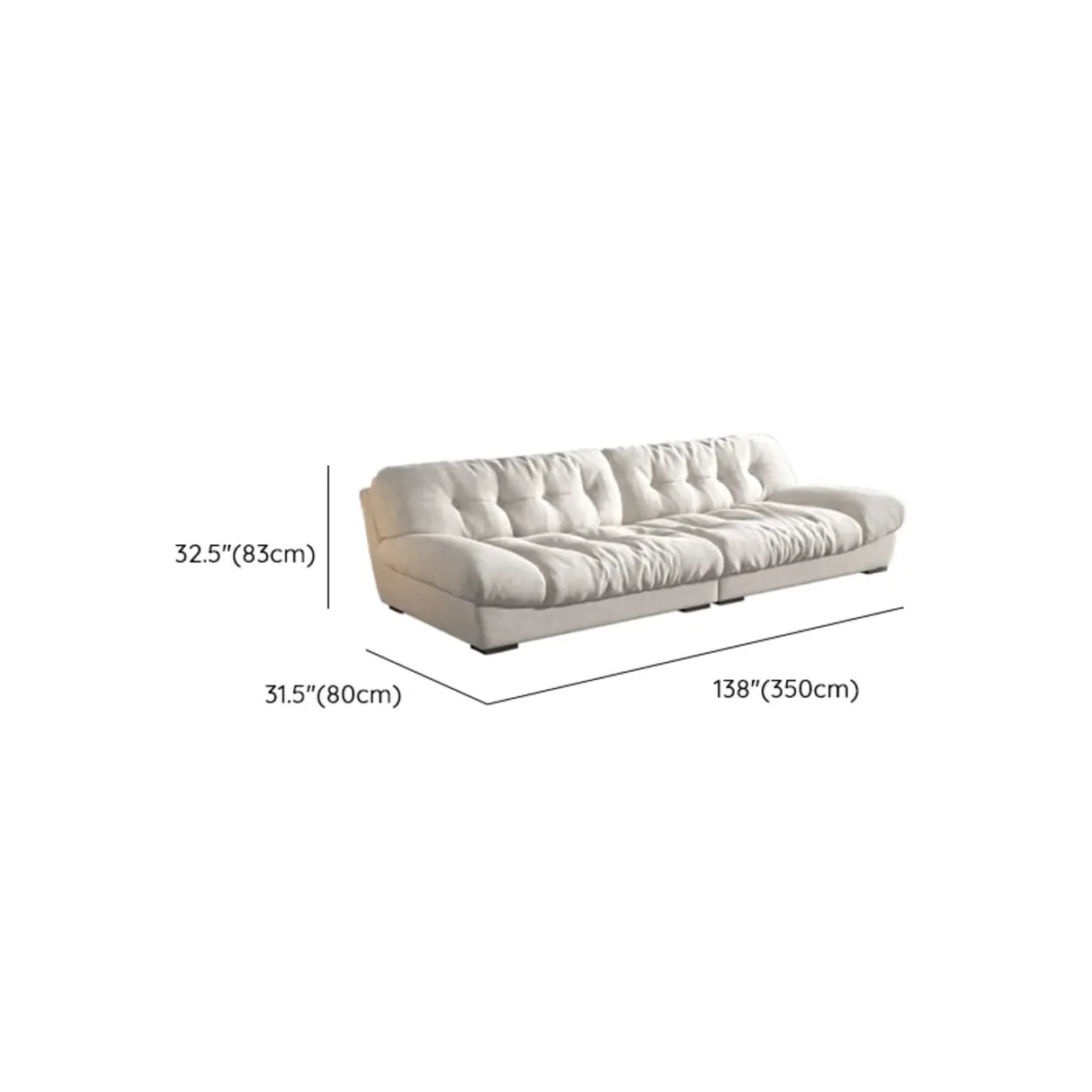 Water Resistant Cream Straight Velvet Pillow Back Sofa Image - 18