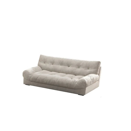 Water Resistant Cream Straight Velvet Pillow Back Sofa Image - 2