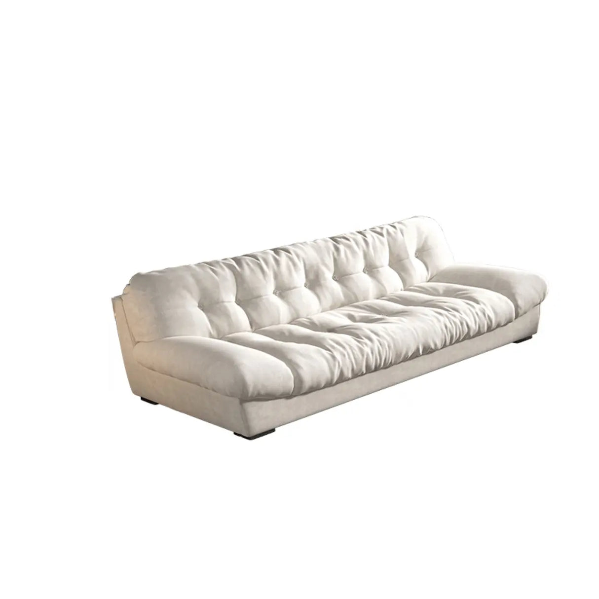 Water Resistant Cream Straight Velvet Pillow Back Sofa Image - 3