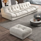 Water Resistant Cream Straight Velvet Pillow Back Sofa Image - 4