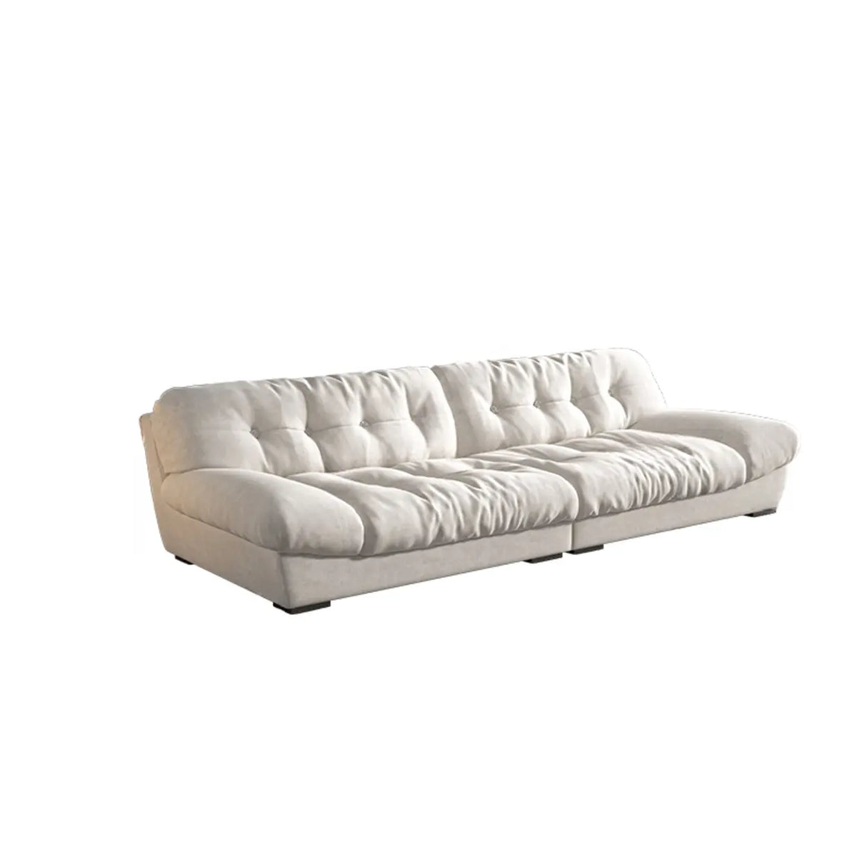 Water Resistant Cream Straight Velvet Pillow Back Sofa Image - 5