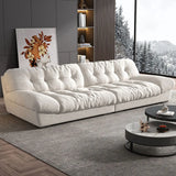 Water Resistant Cream Straight Velvet Pillow Back Sofa Image - 6