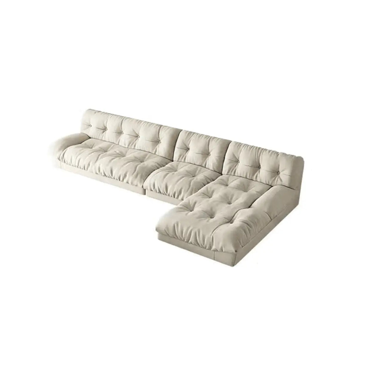 Water Resistant Cream Straight Velvet Pillow Back Sofa Image - 7