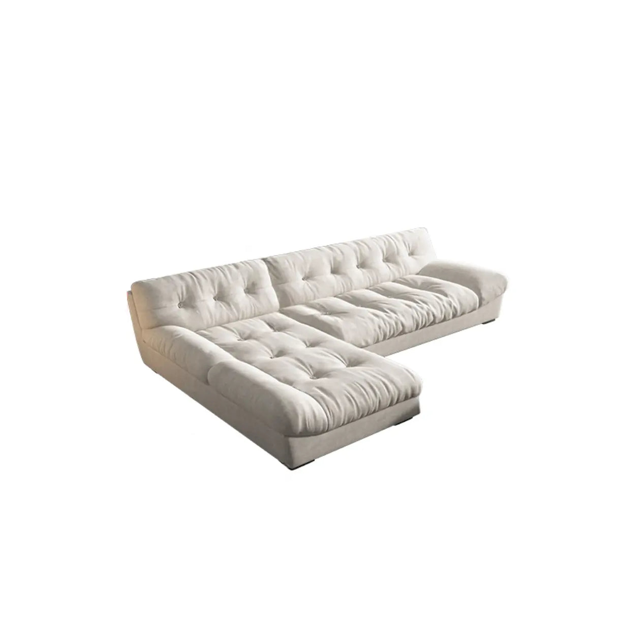 Water Resistant Cream Straight Velvet Pillow Back Sofa Image - 9