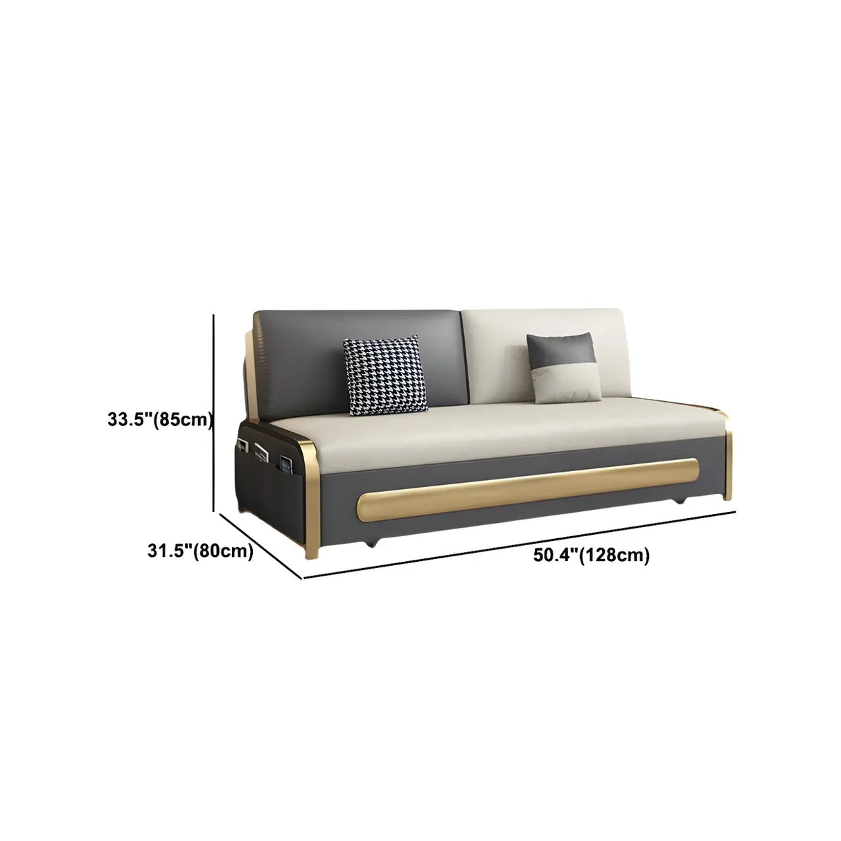 Water Resistant Faux Leather Cushion Back Sofa Bed Image - 10