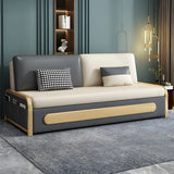 Water Resistant Faux Leather Cushion Back Sofa Bed Image - 1