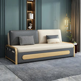 Water Resistant Faux Leather Cushion Back Sofa Bed Image - 3