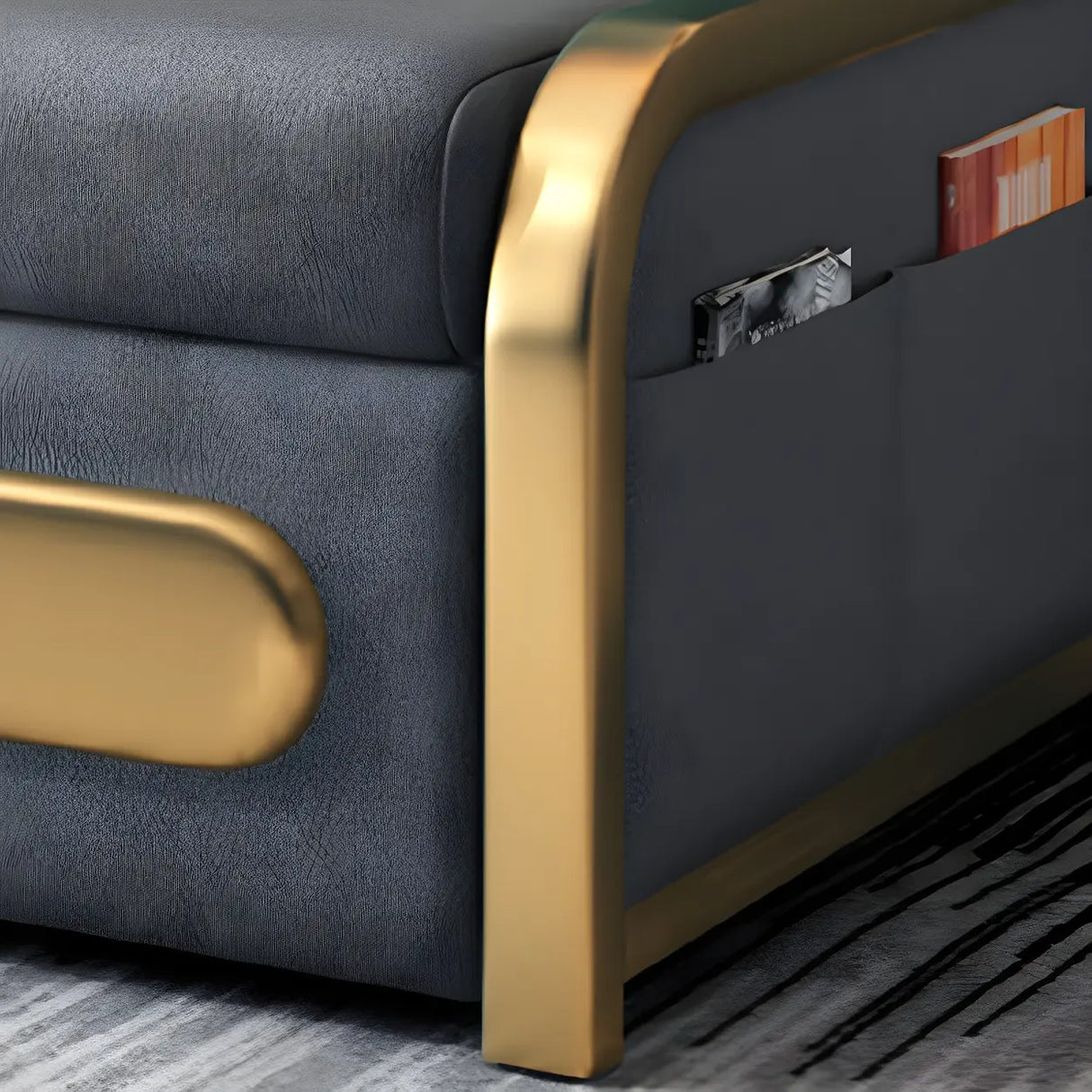Water Resistant Faux Leather Cushion Back Sofa Bed Image - 8
