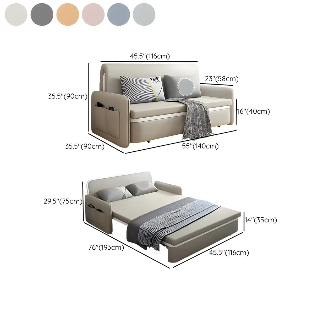 Water Resistant Faux Leather Tight Back Sofa Bed 