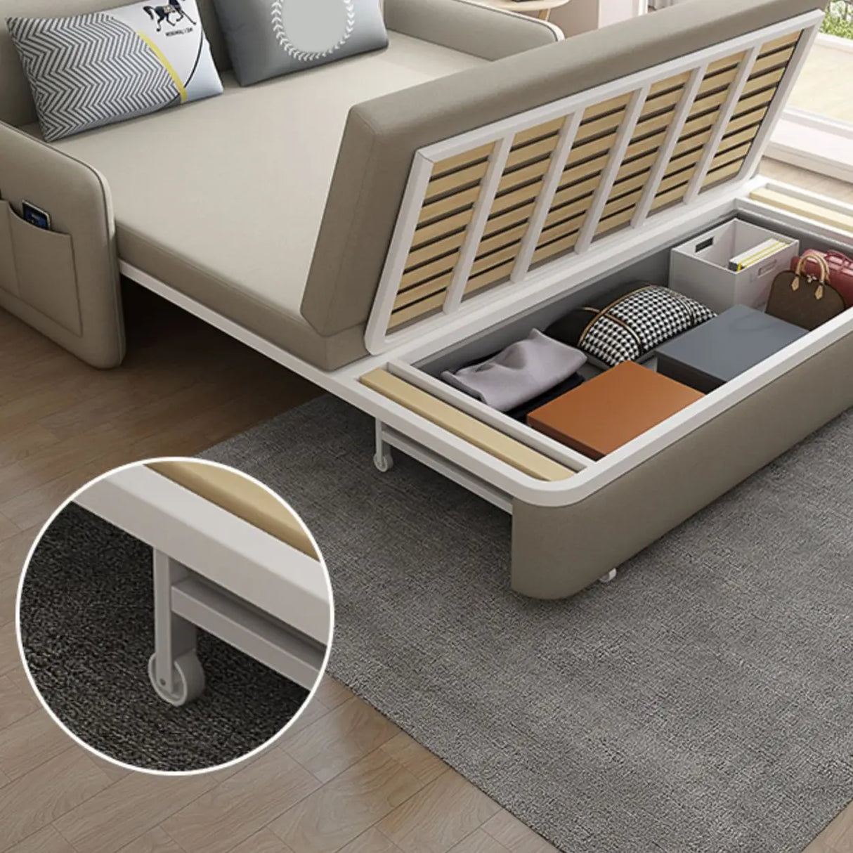 Water Resistant Faux Leather Tight Back Sofa Bed Image - 6