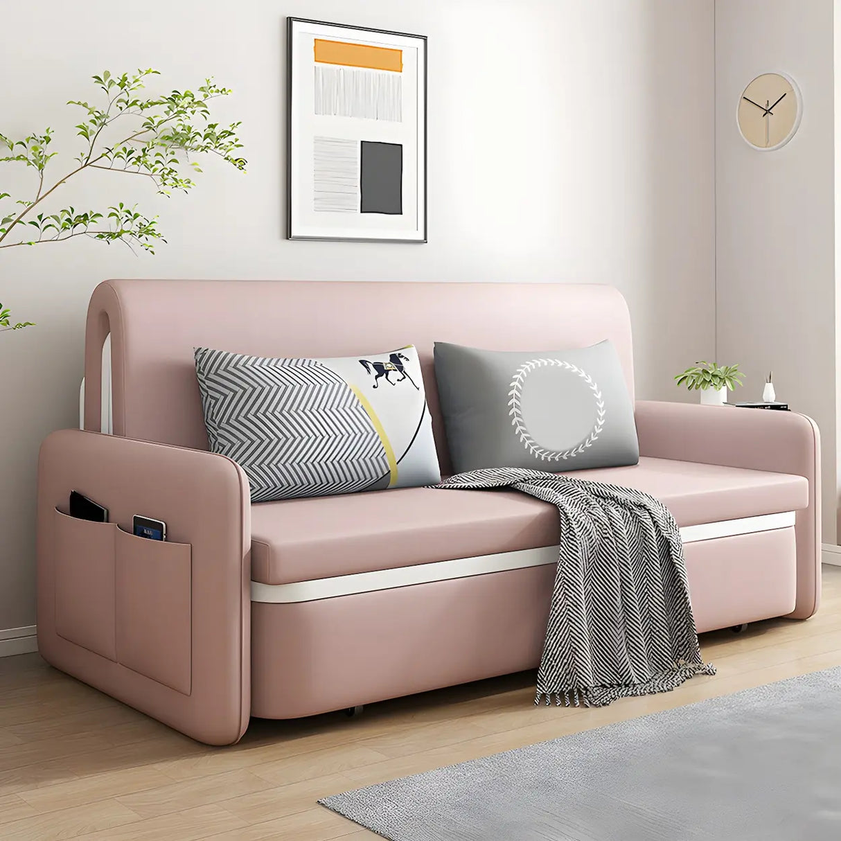 Water Resistant Faux Leather Tight Back Sofa Bed Image - 9