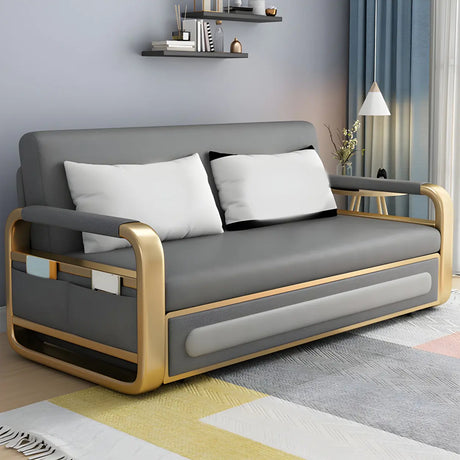 Water Resistant Faux Leather Tight Back Storage Sofa Bed Image - 1