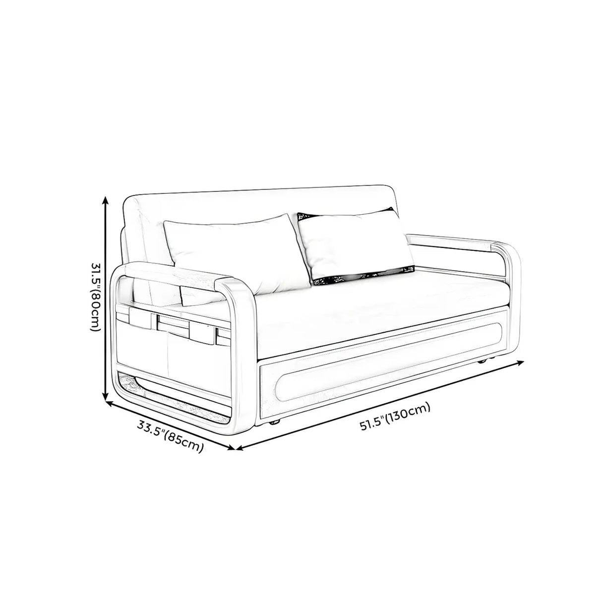 Water Resistant Faux Leather Tight Back Storage Sofa Bed Image - 10