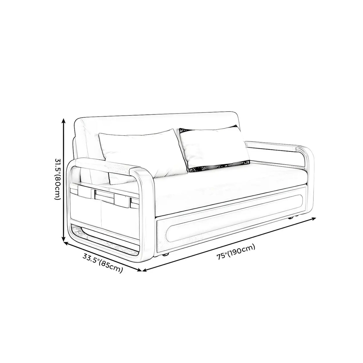 Water Resistant Faux Leather Tight Back Storage Sofa Bed Image - 12