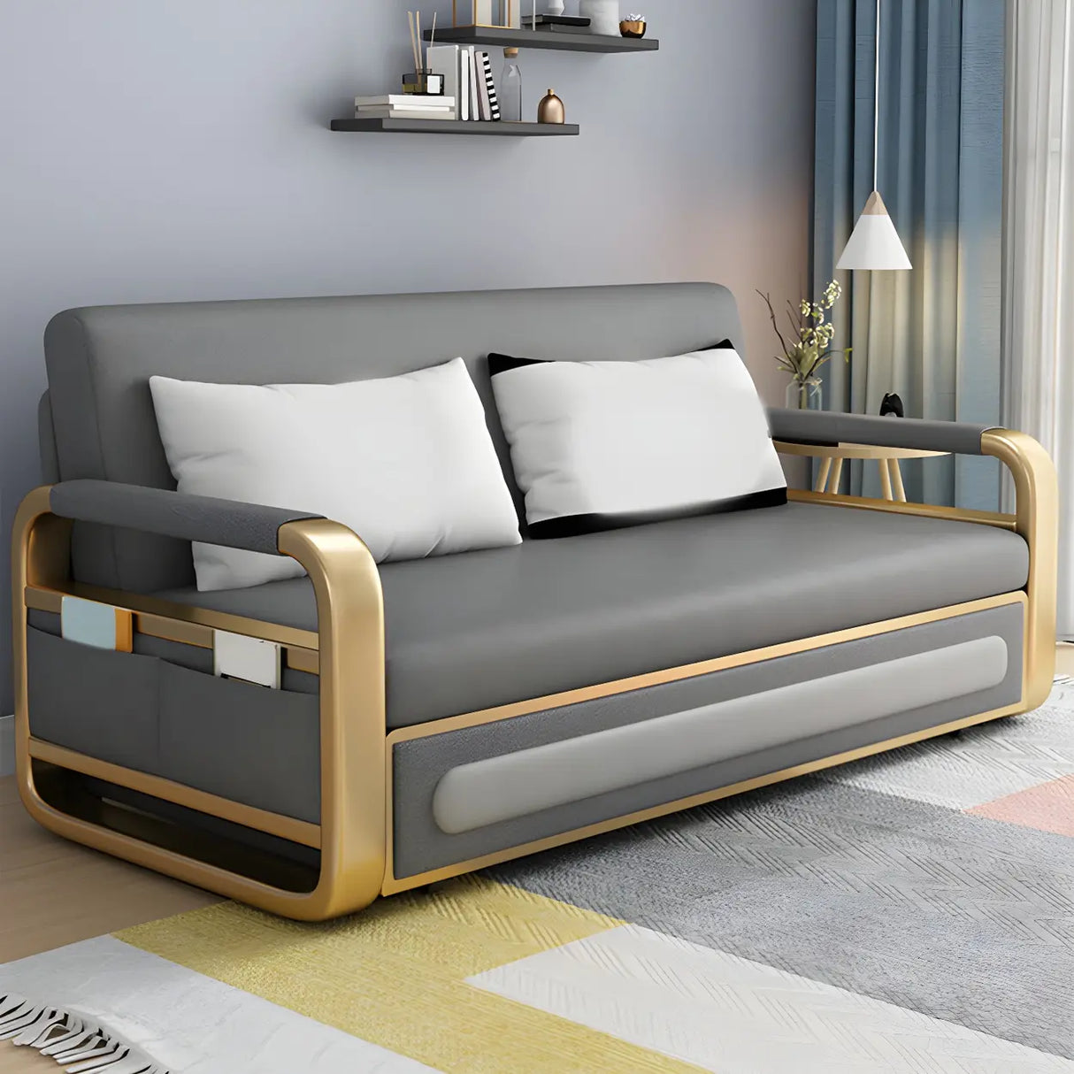 Water Resistant Faux Leather Tight Back Storage Sofa Bed Image - 1