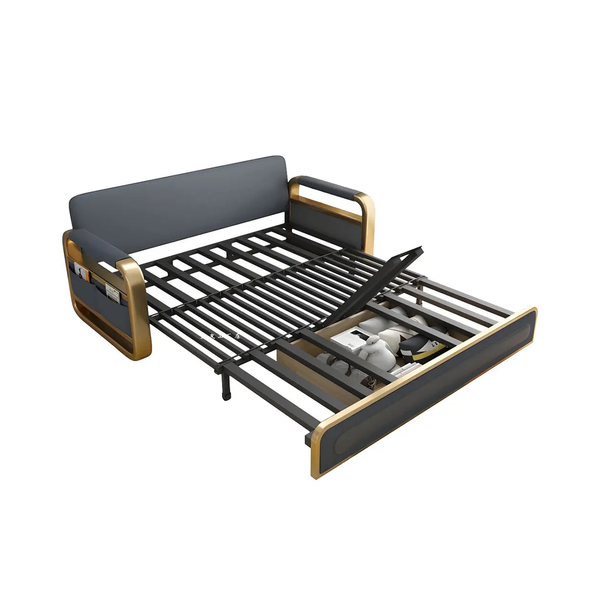 Water Resistant Faux Leather Tight Back Storage Sofa Bed Image - 7