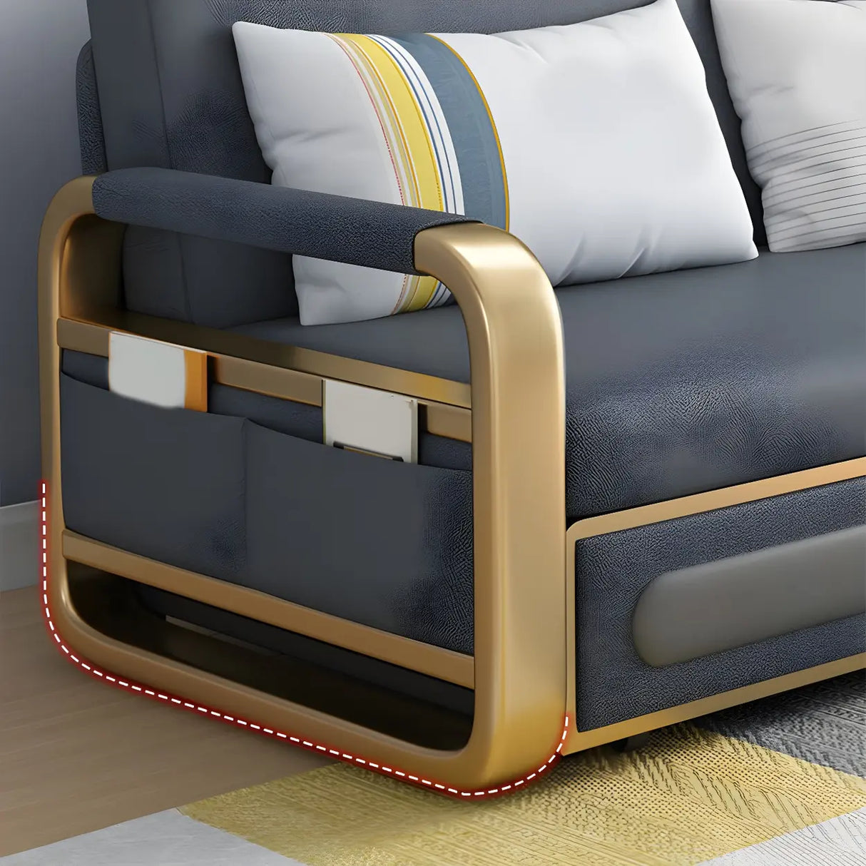 Water Resistant Faux Leather Tight Back Storage Sofa Bed Image - 8