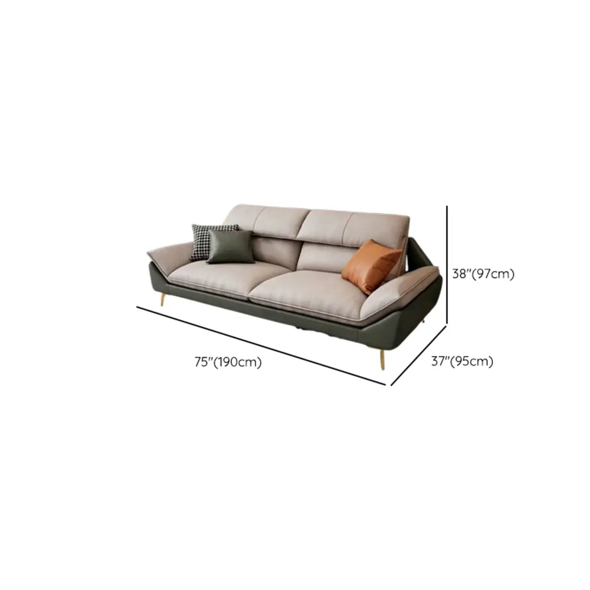Water Resistant L-Shaped Fabric Pillow Back Beige Sofa Image - 16