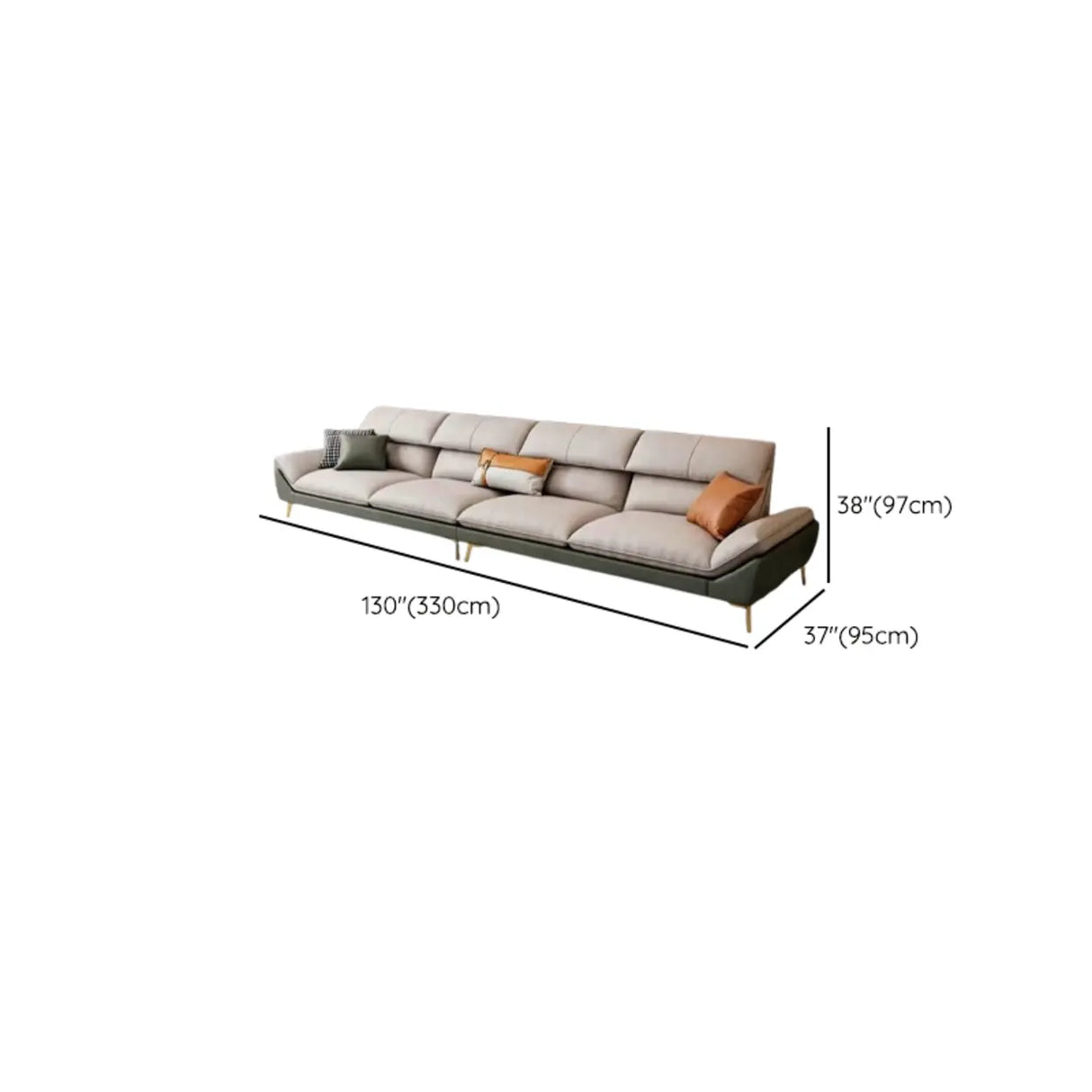 Water Resistant L-Shaped Fabric Pillow Back Beige Sofa Image - 17