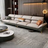 Water Resistant L-Shaped Fabric Pillow Back Beige Sofa Image - 5