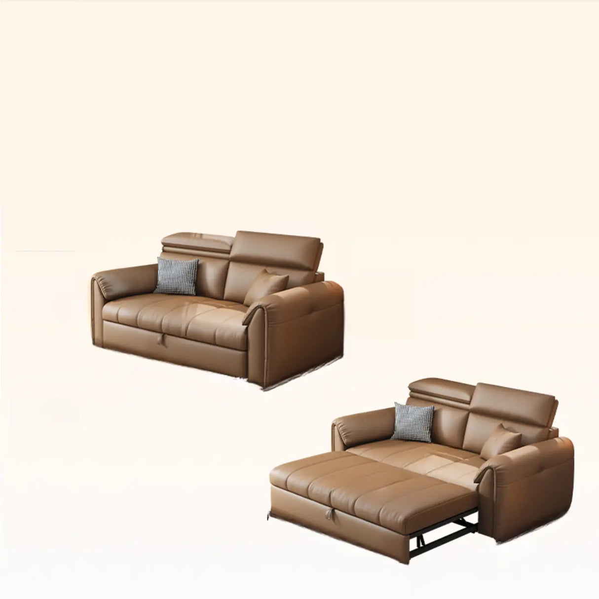 Water Resistant L-Shaped Leather Brown Large Storage Sofa Image - 2