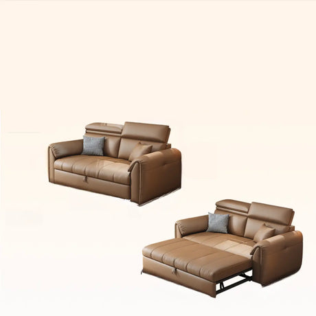 Water Resistant L-Shaped Leather Brown Large Storage Sofa Image - 2