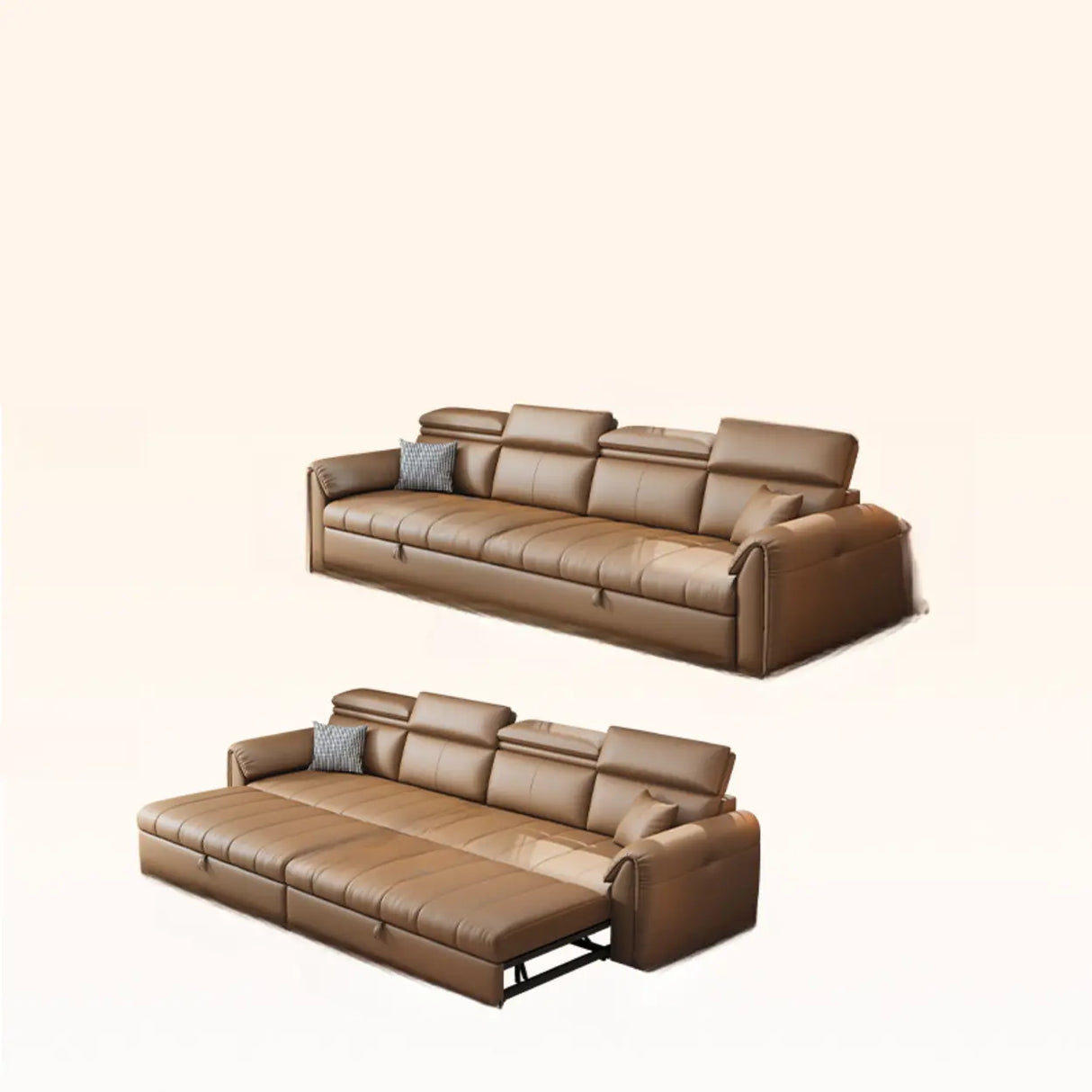Water Resistant L-Shaped Leather Brown Large Storage Sofa Image - 23