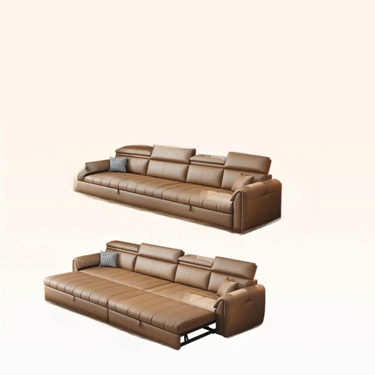 Water Resistant L-Shaped Leather Brown Large Storage Sofa Image - 24