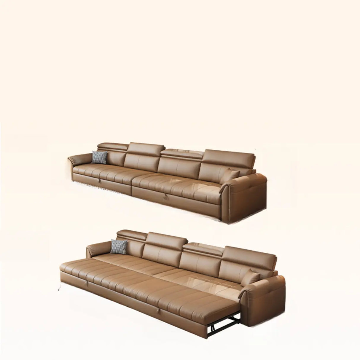 Water Resistant L-Shaped Leather Brown Large Storage Sofa Image - 25