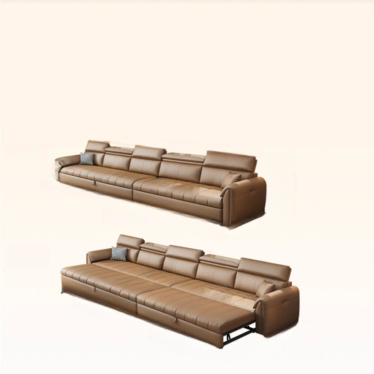 Water Resistant L-Shaped Leather Brown Large Storage Sofa Image - 26