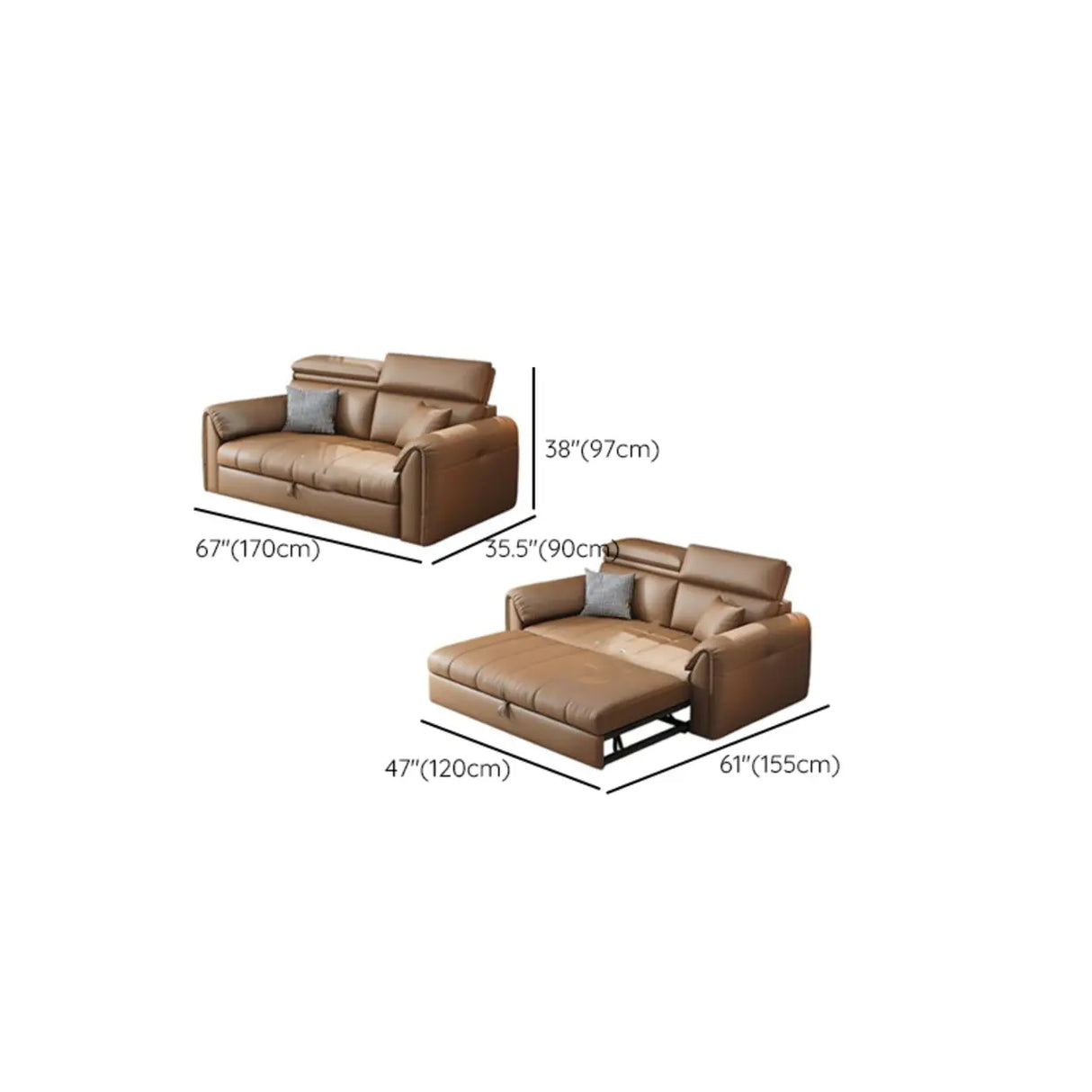Water Resistant L-Shaped Leather Brown Large Storage Sofa 