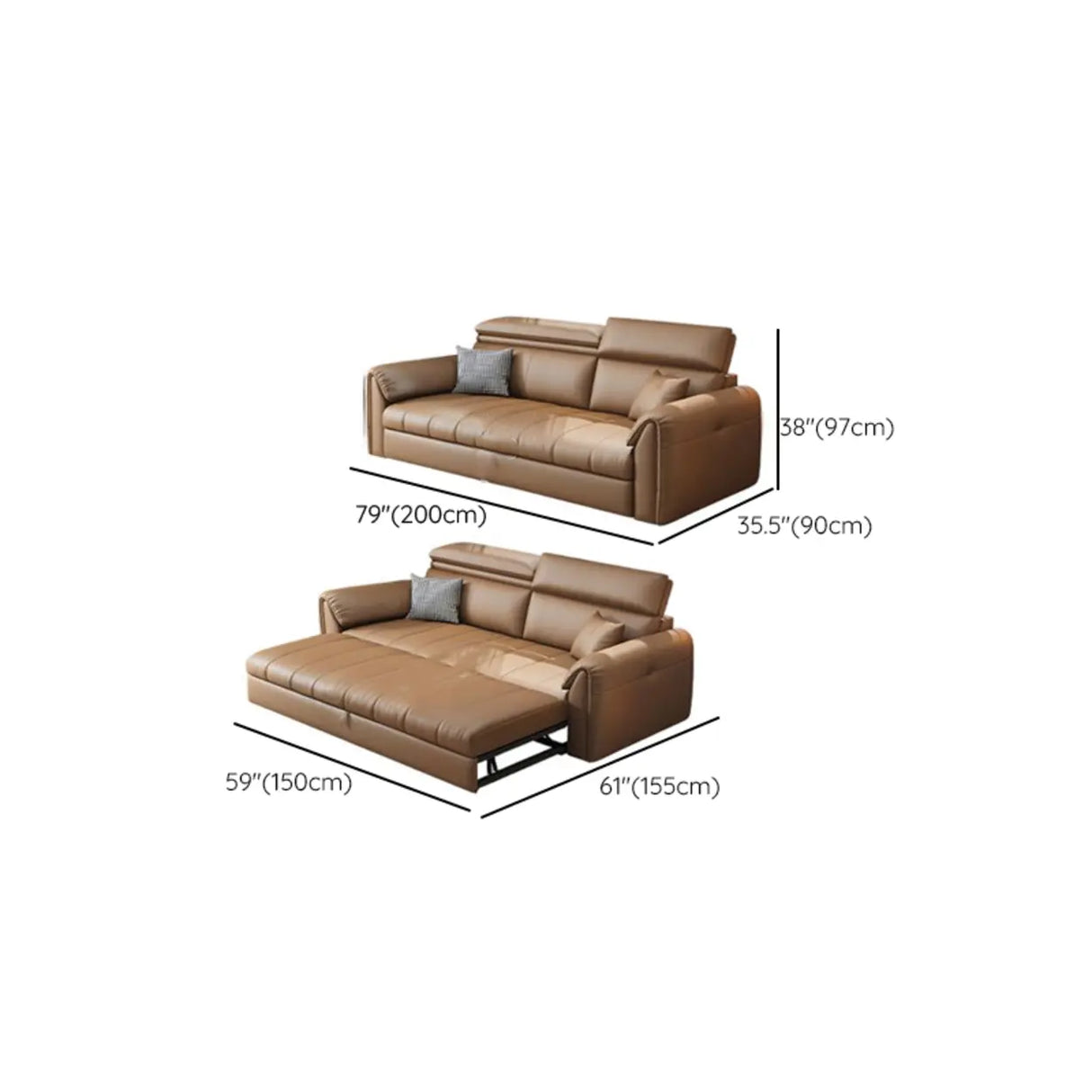 Water Resistant L-Shaped Leather Brown Large Storage Sofa Image - 29