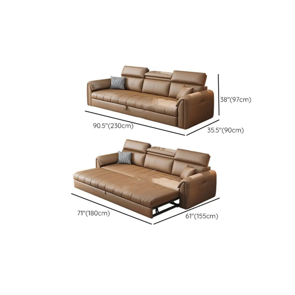 Water Resistant L-Shaped Leather Brown Large Storage Sofa Image - 30
