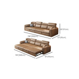 Water Resistant L-Shaped Leather Brown Large Storage Sofa Image - 34