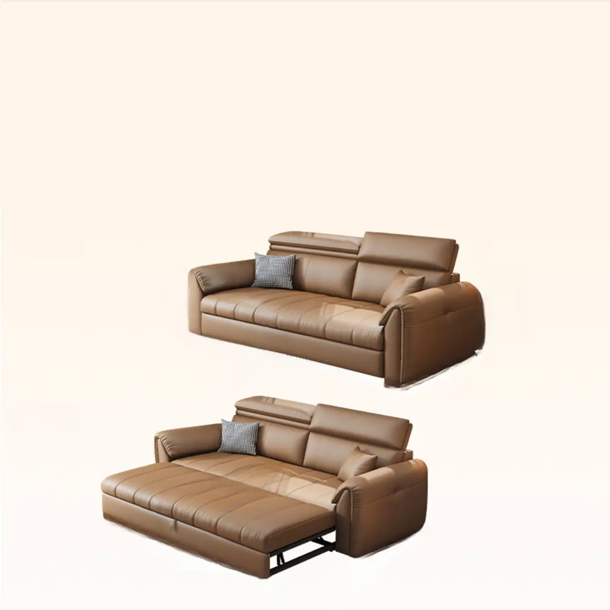 Water Resistant L-Shaped Leather Brown Large Storage Sofa Image - 4